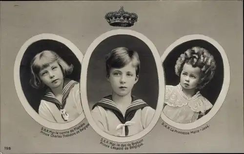 Ak Adel Belgien, Prince Charles Theodore, Leopold, Princesse Marie Jose