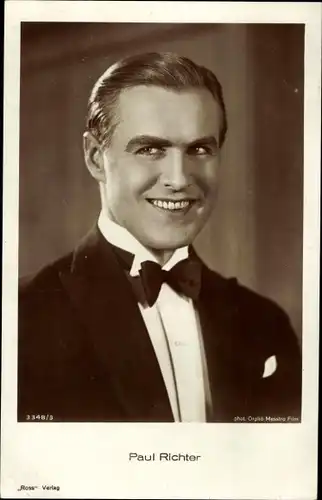 Ak Schauspieler Paul Richter, Fliege, Portrait, Ross 3348/3