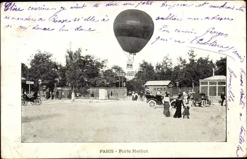 Ak Paris XVII., Aérodrome de la Porte Maillot, Ballon