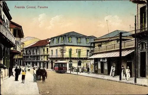 Ak Avenida Central Panama, Straßenpartie