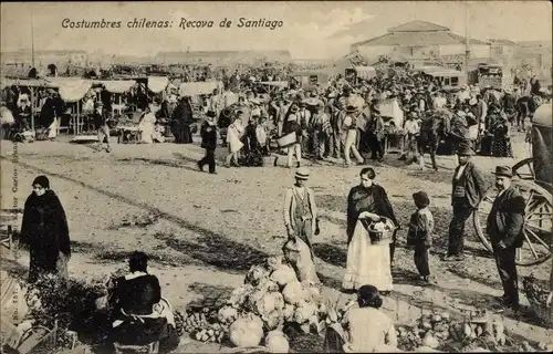 Ak Santiago de Chile, Costumbres Chilenas, Recova de Santiago, Marktplatz