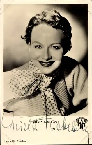 Ak Schauspielerin Gisela Fackeldey in Wetterleuchten am Dachstein, Portrait, Autogramm