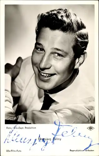 Ak Schauspieler Hansjörg Felmy, Portrait, Autogramm, Haie und kleine Fische