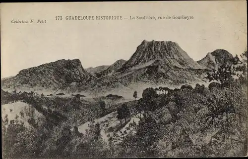 Ak Guadeloupe, La Soufrière, vue de Gourbeyre