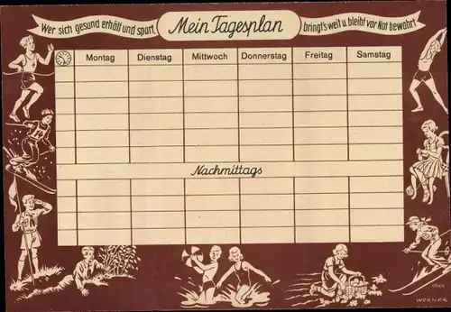Stundenplan Schulsparkasse, Kinder treiben Sport um 1960