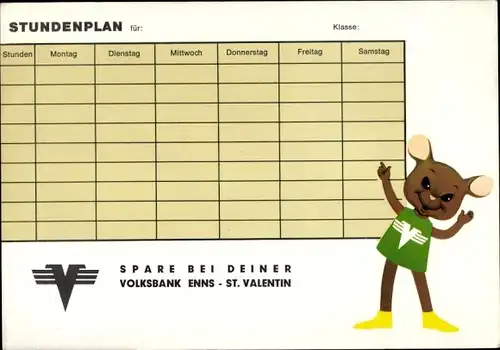 Stundenplan Volksbank Enns - St. Valentin Österreich, Naturschutzgebiete um 1960
