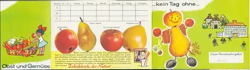 Stundenplan (aufklappbar) Obst und Gemüse, Vitamine Schlüssel zur Gesundheit um 1970