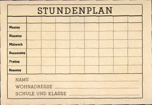 Stundenplan Schulartikel Bürobedarf Bartak Bregenz - Locher Hefter um 1960