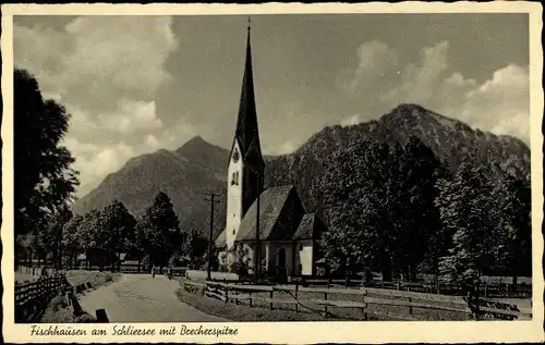 Ak Fischhausen Schliersee in Oberbayern, Kirche, Brecherspitze