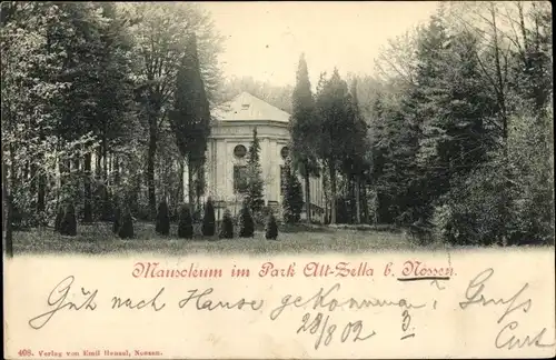 Ak Alt Zella Nossen in Sachsen, Mausoleum im Park