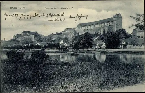 Ak Wettin an der Saale, Stammschloss Wettin