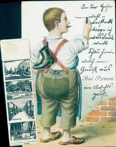 Leporello Ak Bad Pyrmont in Niedersachsen, Konzertplatz, Fürstenweg, Stadtansichten