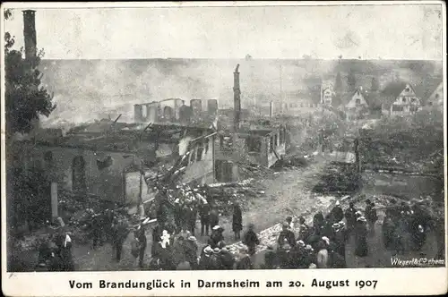 Ak Darmsheim Sindelfingen, Brandunglück am 20. August 1907