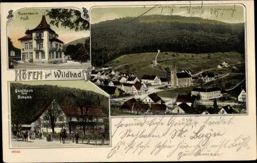 Ak Höfen an der Enz Schwarzwald, Gasthaus zum Ochsen, Dependance, Totalansicht