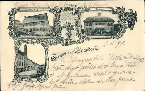Ak Grunbach Remshalden in Württemberg, Rathaus, Gasthaus zur Krone