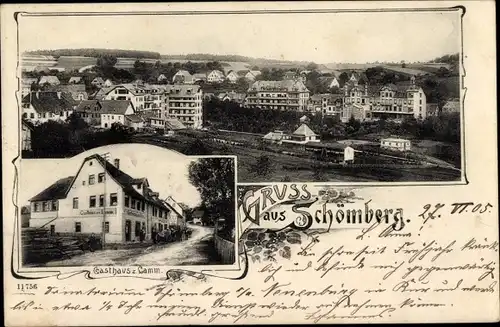 Ak Schömberg im Schwarzwald Württemberg, Gasthaus zum Lamm, Blick auf den Ort