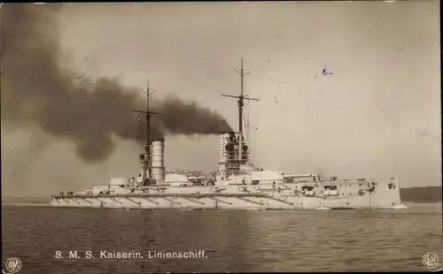 Ak Deutsches Kriegsschiff, SMS Kaiserin, Linienschiff, Kaiserliche Marine