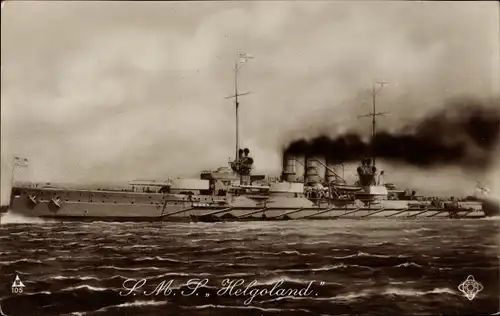 Ak Deutsches Kriegsschiff, SMS Helgoland, Linienschiff, Kaiserliche Marine