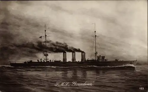 Ak Deutsches Kriegsschiff, SMS Graudenz, Kleiner Kreuzer, Kaiserliche Marine