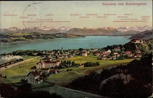 Ak Starnberg am Starnberger See Oberbayern, Panorama, Ort, See, Rabenkopf, Herzogstand