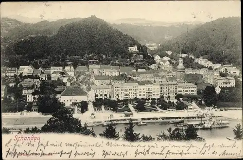 Ak Bad Schandau Sächsische Schweiz, Blick auf den Ort, Elbe