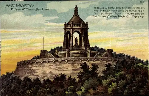 Litho Porta Westfalica an der Weser, Das Kaiser Wilhelm Denkmal