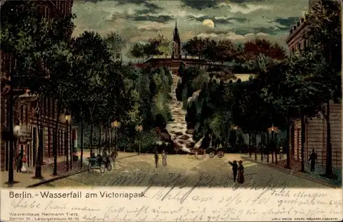 Mondschein Litho Berlin Kreuzberg, Viktoriapark, Wasserfall