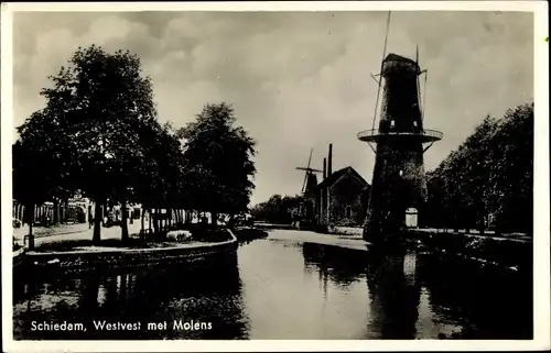 Ak Schiedam Südholland Niederlande, Westvest met Molens