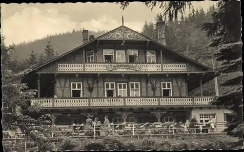 Ak Tabarz im Thüringer Wald, Hotel Schweizerhaus, Außenterrasse