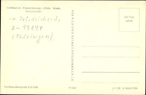 Ak Finsterbergen Friedrichroda im Thüringer Wald, Hauptstraße, Drogerie