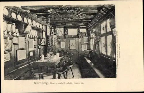 Ak Nürnberg, Bratwurstglöcklein von Innen, Ofen, Konrad Bauer