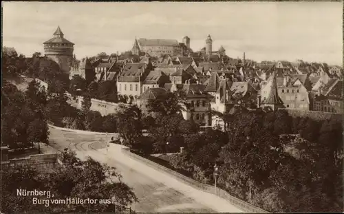 Ak Nürnberg in Mittelfranken, Burg vom Hallertor aus