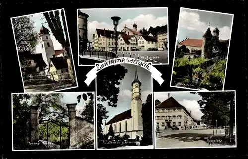 Ak Leutkirch im Allgäu Württemberg, Pulverturm, Mathiaskirche, Postplatz, Torweg