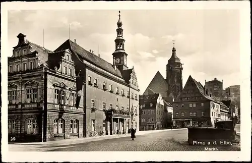 Ak Pirna in Sachsen, schöne Detailansicht, Markt
