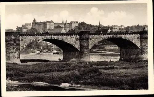 Ak Pirna in Sachsen, Brücke und Schloss