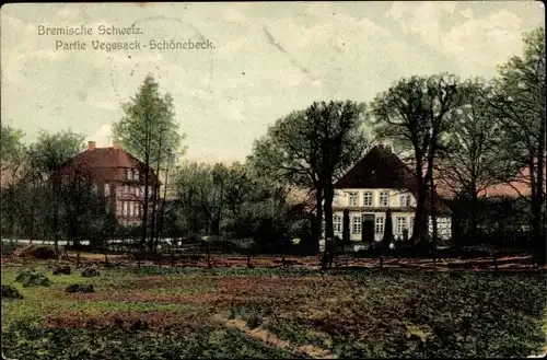 Ak Schönebeck Vegesack Bremen, Häuser zwischen Bäumen
