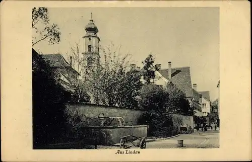 Ak Lindau am Bodensee Schwaben, Teilansicht, Kirche