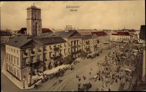 Ak Karlsruhe in Baden, Markt