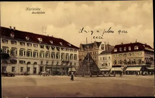 Ak Karlsruhe in Baden, Marktplatz