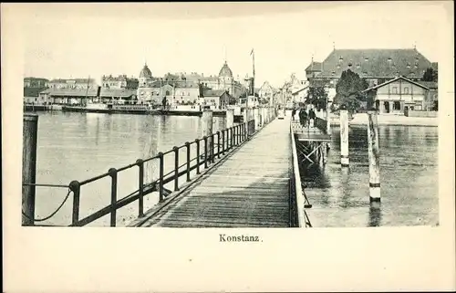 Ak Konstanz am Bodensee, Teilpanoramaansicht von Brücke aus