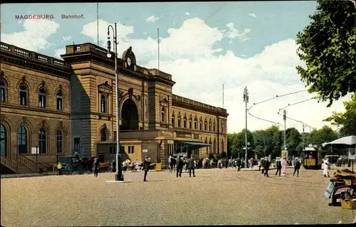 Ak Magdeburg an der Elbe, Blick auf den Bahnhof