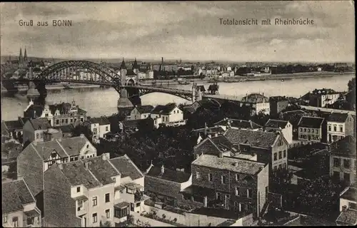 Ak Bonn in Nordrhein Westfalen, Totalansicht mit Rheinbrücke