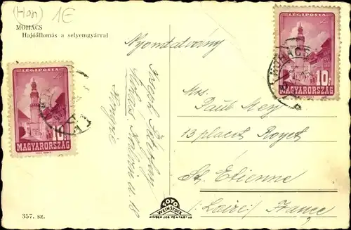 Ak Mohács Mohatsch Ungarn, Hajoallomas a selyemgyarral