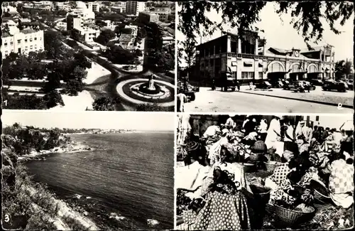 Ak Dakar Senegal, Place de l'Etoile, la Gare, Vue de la Corniche, Marché