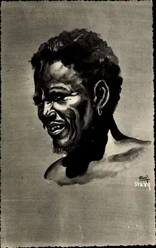 Künstler Ak Madagaskar, Sourire de vieil Antandroy
