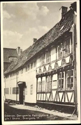 Ak Odense Dänemark, Skole, Schule, Fachwerkhaus