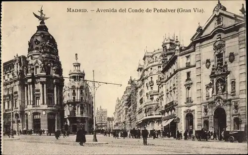 Ak Madrid Spanien, Avenida del Conde de Penalver, Gran Via