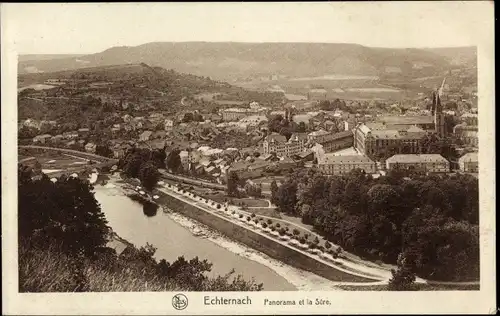 Ak Echternach Luxemburg, Panorama et la Sure