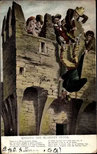 Ak Blarney Irland, Kissing the Blarney Stone