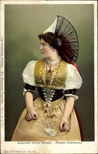 Ak Appenzell Innerhoden, Frau in schweizerischer Tracht